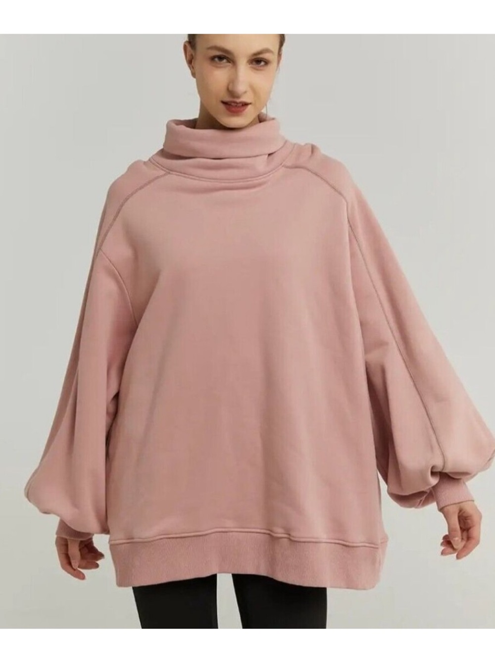 NWT LIT Active‎ wear Whisper Oversized Turtleneck Sweatshirt pink size XXL